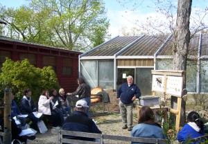 Roundtable 2010 Terry O'Leary and McDuffy Barrow, of the Forest Resource Education Center, teach a group of educators about bees at the 2010 Environmental Educators Roundtable.